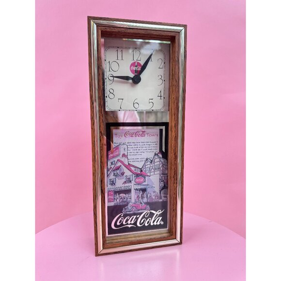 Coca-Cola Coke Retro Wall Clock Vintage Toy‎ Town Scene 1994 - Picture 1 of 7